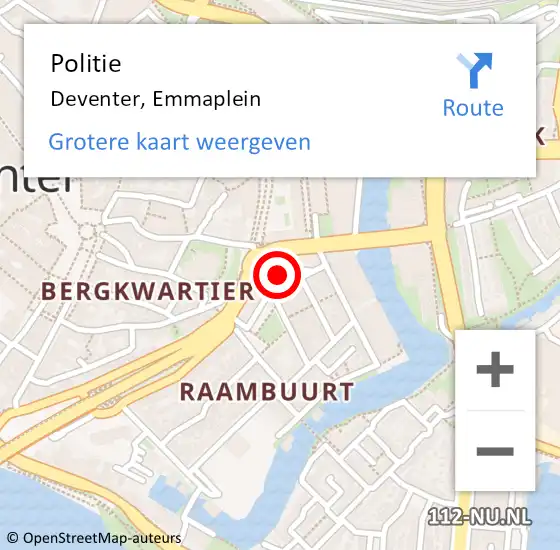 Locatie op kaart van de 112 melding: Politie Deventer, Emmaplein op 2 juni 2019 08:05
