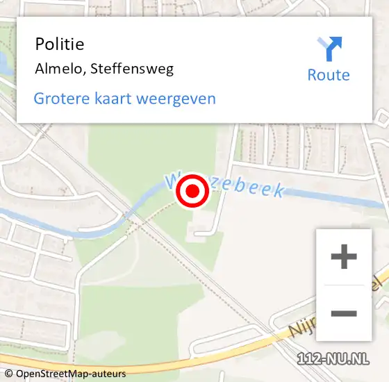 Locatie op kaart van de 112 melding: Politie Almelo, Steffensweg op 2 juni 2019 13:47
