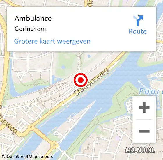 Locatie op kaart van de 112 melding: Ambulance Gorinchem op 2 juni 2019 15:16