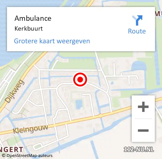 Locatie op kaart van de 112 melding: Ambulance Kerkbuurt op 2 juni 2019 16:11
