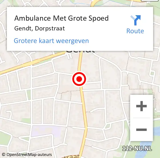 Locatie op kaart van de 112 melding: Ambulance Met Grote Spoed Naar Gendt, Dorpstraat op 2 juni 2019 17:08