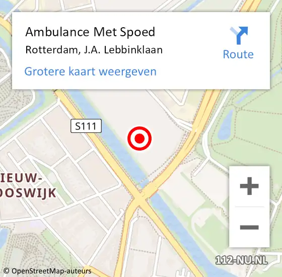 Locatie op kaart van de 112 melding: Ambulance Met Spoed Naar Rotterdam, J.A. Lebbinklaan op 2 juni 2019 17:08