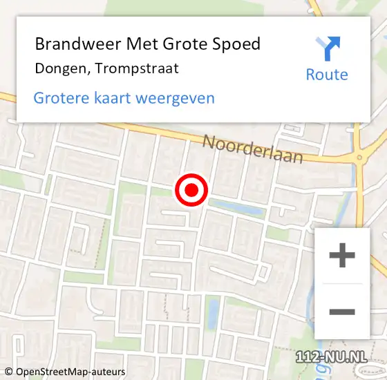 Locatie op kaart van de 112 melding: Brandweer Met Grote Spoed Naar Dongen, Trompstraat op 2 juni 2019 17:09