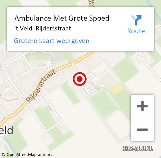 Locatie op kaart van de 112 melding: Ambulance Met Grote Spoed Naar 't Veld, Rijdersstraat op 2 juni 2019 17:31