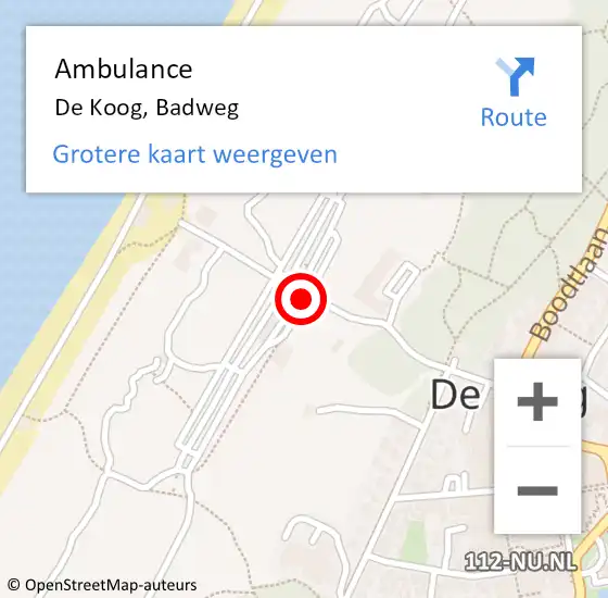Locatie op kaart van de 112 melding: Ambulance De Koog, Badweg op 2 juni 2019 18:45