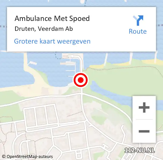 Locatie op kaart van de 112 melding: Ambulance Met Spoed Naar Druten, Veerdam Ab op 2 juni 2019 21:45