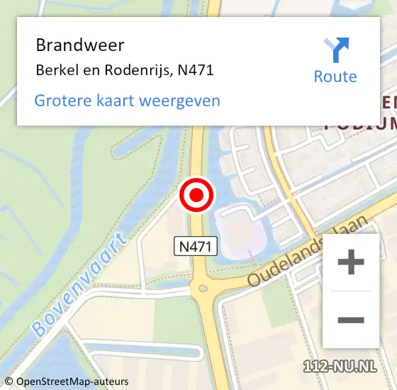 Locatie op kaart van de 112 melding: Brandweer Berkel en Rodenrijs, N471 op 3 juni 2019 06:12