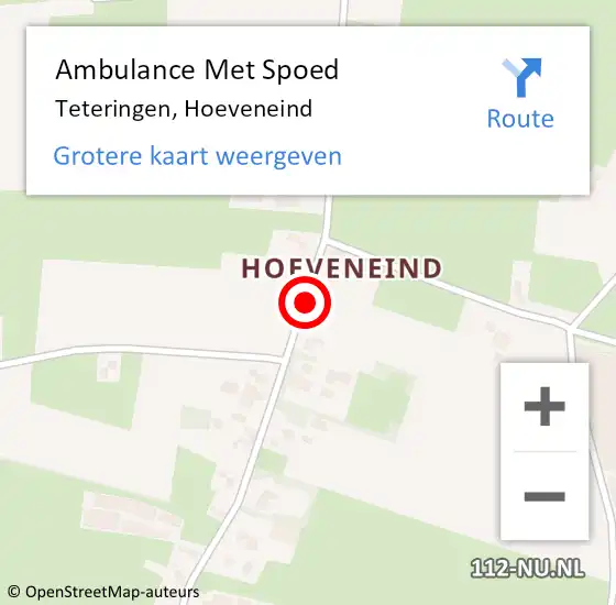 Locatie op kaart van de 112 melding: Ambulance Met Spoed Naar Teteringen, Hoeveneind op 3 juni 2019 08:20