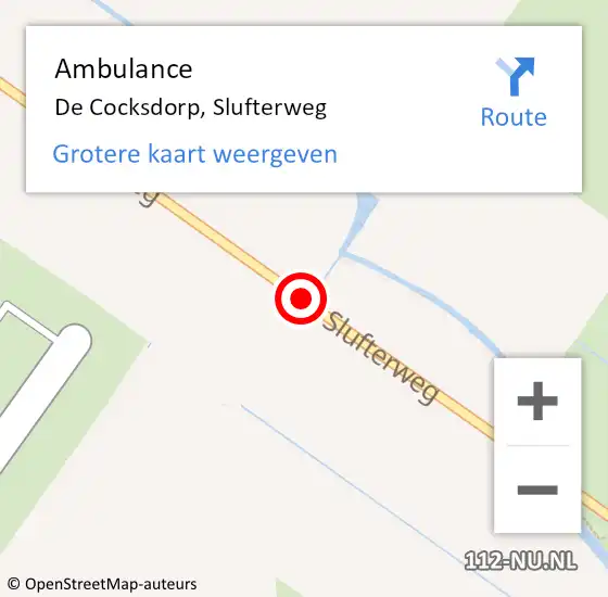 Locatie op kaart van de 112 melding: Ambulance De Cocksdorp, Slufterweg op 3 juni 2019 09:14