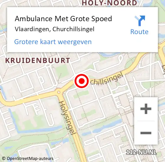 Locatie op kaart van de 112 melding: Ambulance Met Grote Spoed Naar Vlaardingen, Churchillsingel op 3 juni 2019 09:59