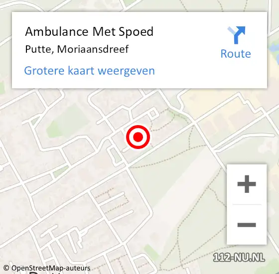 Locatie op kaart van de 112 melding: Ambulance Met Spoed Naar Putte, Moriaansdreef op 3 juni 2019 10:41