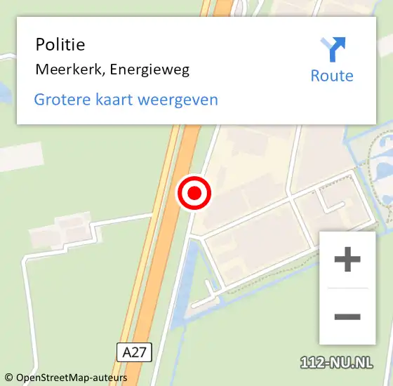 Locatie op kaart van de 112 melding: Politie Meerkerk, Energieweg op 3 juni 2019 13:15