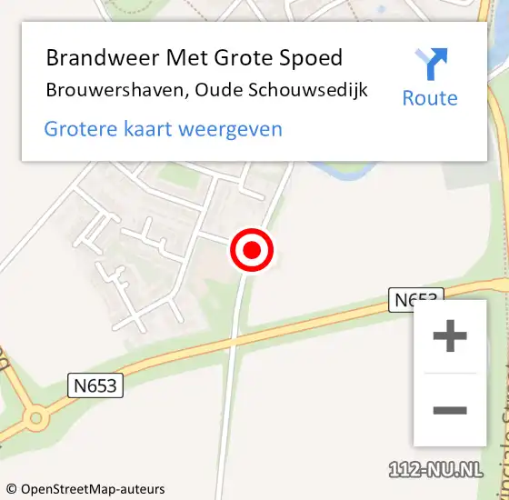 Locatie op kaart van de 112 melding: Brandweer Met Grote Spoed Naar Brouwershaven, Oude Schouwsedijk op 3 juni 2019 14:26