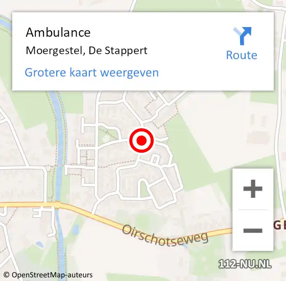 Locatie op kaart van de 112 melding: Ambulance Moergestel, De Stappert op 3 juni 2019 14:29