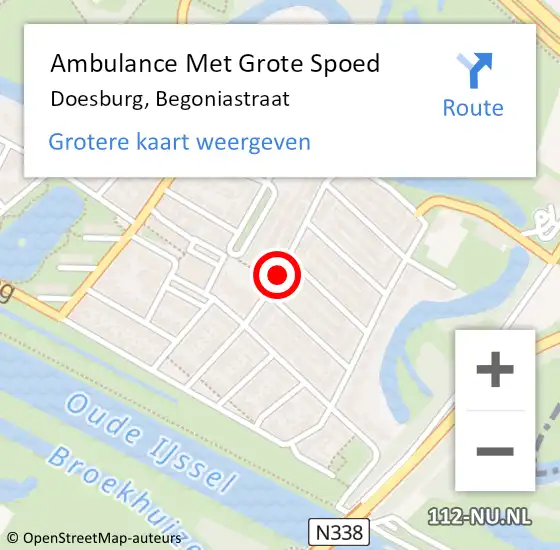 Locatie op kaart van de 112 melding: Ambulance Met Grote Spoed Naar Doesburg, Begoniastraat op 3 juni 2019 17:21
