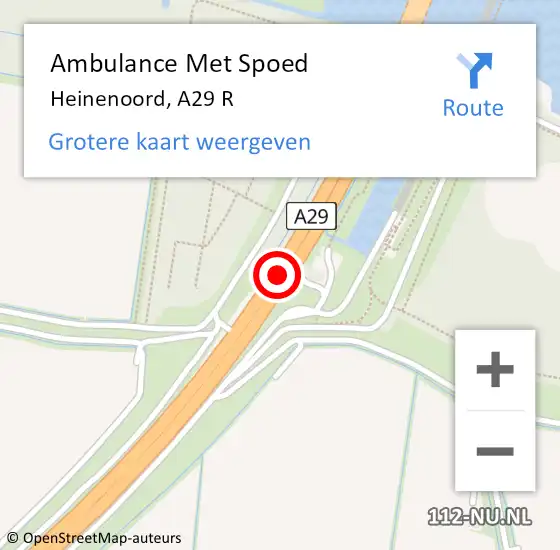 Locatie op kaart van de 112 melding: Ambulance Met Spoed Naar Heinenoord, A29 R op 3 juni 2019 18:50