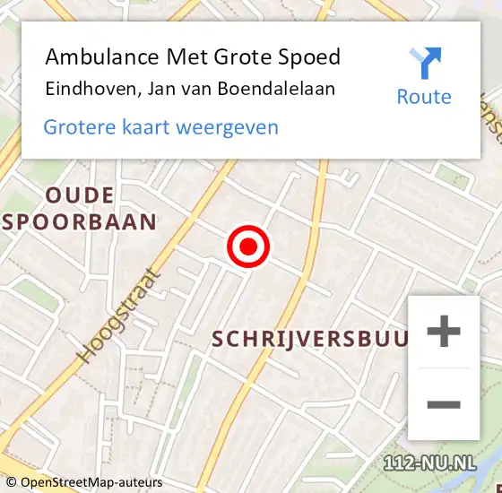 Locatie op kaart van de 112 melding: Ambulance Met Grote Spoed Naar Eindhoven, Jan van Boendalelaan op 3 juni 2019 19:39