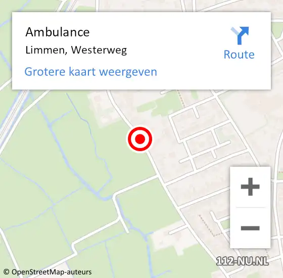 Locatie op kaart van de 112 melding: Ambulance Limmen, Westerweg op 4 juni 2019 10:50