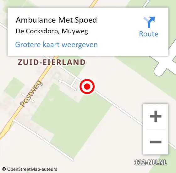 Locatie op kaart van de 112 melding: Ambulance Met Spoed Naar De Cocksdorp, Muyweg op 4 juni 2019 12:05