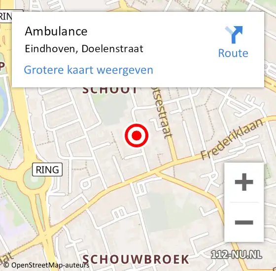 Locatie op kaart van de 112 melding: Ambulance Eindhoven, Doelenstraat op 4 juni 2019 13:34