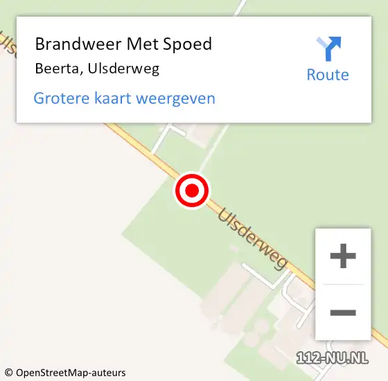 Locatie op kaart van de 112 melding: Brandweer Met Spoed Naar Beerta, Ulsderweg op 4 juni 2019 14:37
