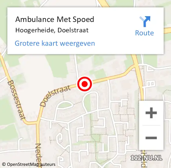 Locatie op kaart van de 112 melding: Ambulance Met Spoed Naar Hoogerheide, Doelstraat op 4 juni 2019 14:38