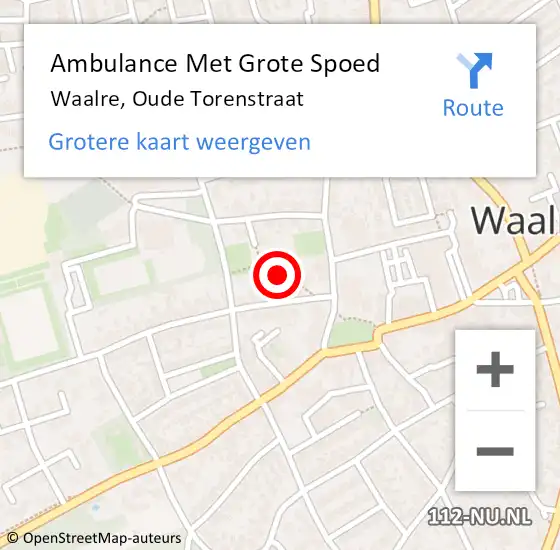 Locatie op kaart van de 112 melding: Ambulance Met Grote Spoed Naar Waalre, Oude Torenstraat op 4 juni 2019 15:33