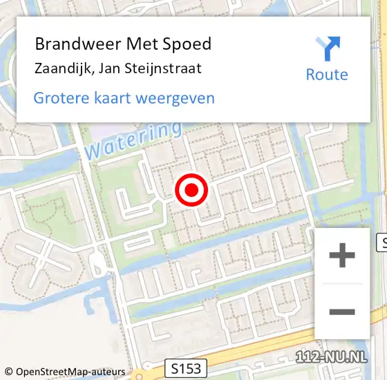 Locatie op kaart van de 112 melding: Brandweer Met Spoed Naar Zaandijk, Jan Steijnstraat op 4 juni 2019 15:38