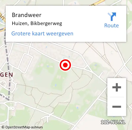 Locatie op kaart van de 112 melding: Brandweer Huizen, Bikbergerweg op 4 juni 2019 17:17