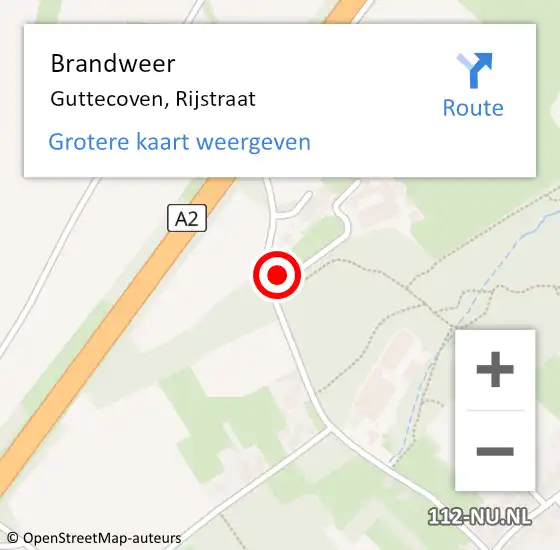 Locatie op kaart van de 112 melding: Brandweer Guttecoven, Rijstraat op 3 april 2014 11:16