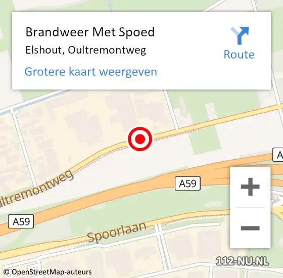 Locatie op kaart van de 112 melding: Brandweer Met Spoed Naar Elshout, Oultremontweg op 4 juni 2019 22:12