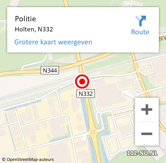 Locatie op kaart van de 112 melding: Politie Holten, N332 op 4 juni 2019 23:18