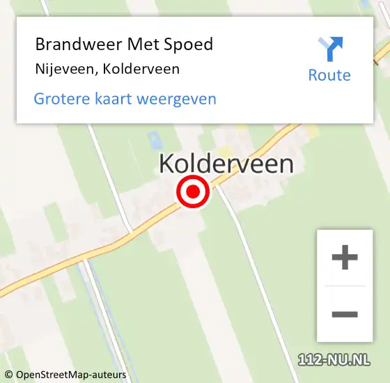 Locatie op kaart van de 112 melding: Brandweer Met Spoed Naar Nijeveen, Kolderveen op 4 juni 2019 23:26
