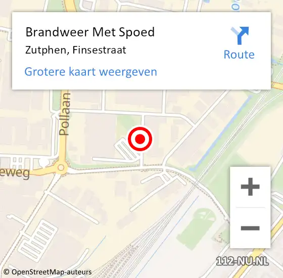 Locatie op kaart van de 112 melding: Brandweer Met Spoed Naar Zutphen, Finsestraat op 4 juni 2019 23:59
