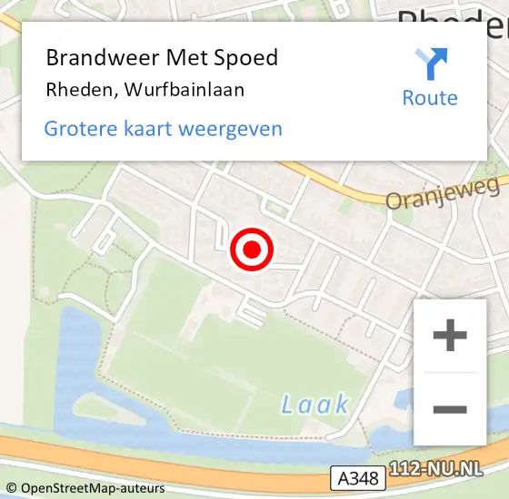 Locatie op kaart van de 112 melding: Brandweer Met Spoed Naar Rheden, Wurfbainlaan op 5 juni 2019 00:01