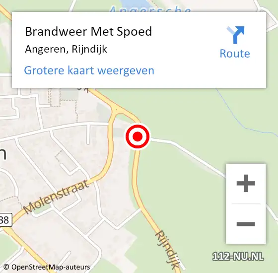 Locatie op kaart van de 112 melding: Brandweer Met Spoed Naar Angeren, Rijndijk op 5 juni 2019 00:05