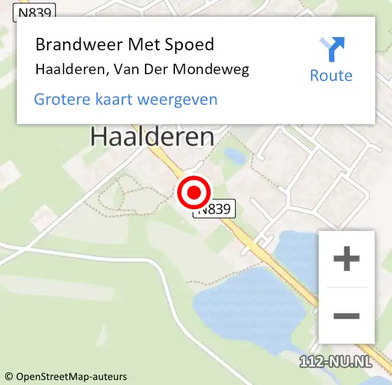 Locatie op kaart van de 112 melding: Brandweer Met Spoed Naar Haalderen, Van Der Mondeweg op 5 juni 2019 00:06