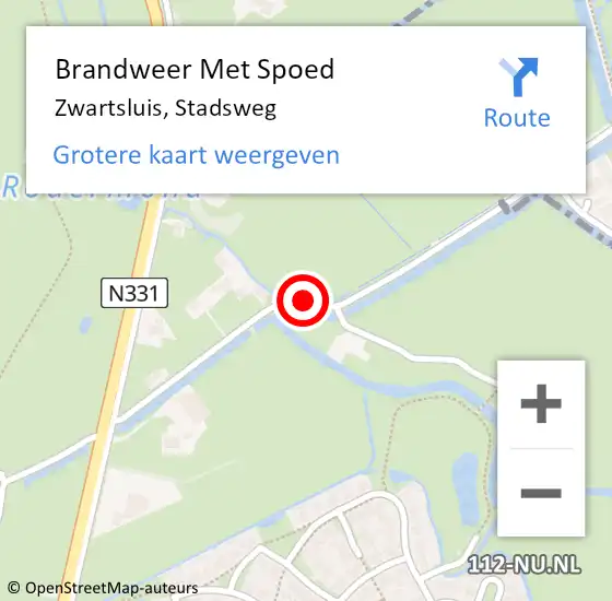 Locatie op kaart van de 112 melding: Brandweer Met Spoed Naar Zwartsluis, Stadsweg op 5 juni 2019 00:58