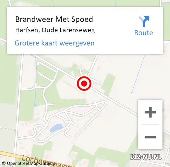 Locatie op kaart van de 112 melding: Brandweer Met Spoed Naar Harfsen, Oude Larenseweg op 5 juni 2019 01:25