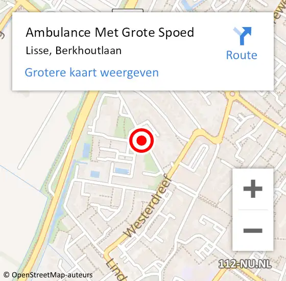 Locatie op kaart van de 112 melding: Ambulance Met Grote Spoed Naar Lisse, Berkhoutlaan op 5 juni 2019 03:17