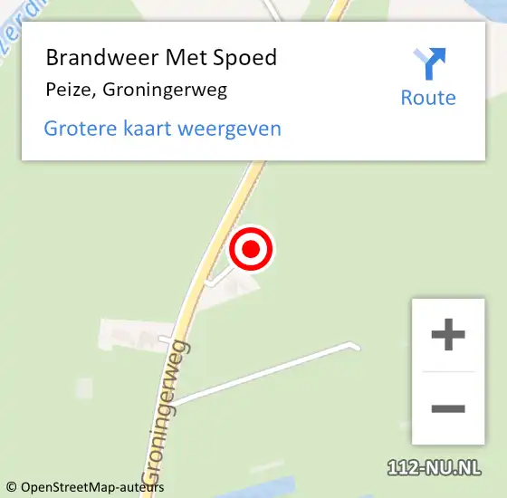 Locatie op kaart van de 112 melding: Brandweer Met Spoed Naar Peize, Groningerweg op 5 juni 2019 06:08