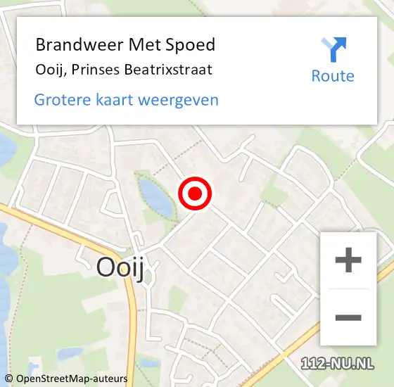 Locatie op kaart van de 112 melding: Brandweer Met Spoed Naar Ooij, Prinses Beatrixstraat op 5 juni 2019 09:30