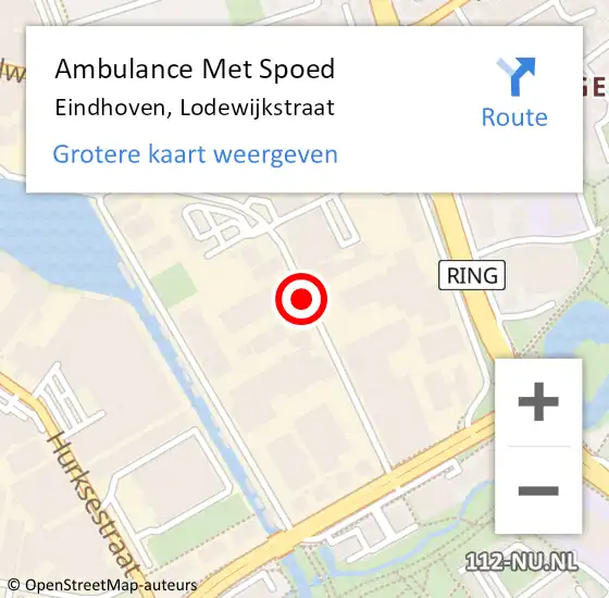 Locatie op kaart van de 112 melding: Ambulance Met Spoed Naar Eindhoven, Lodewijkstraat op 5 juni 2019 12:31