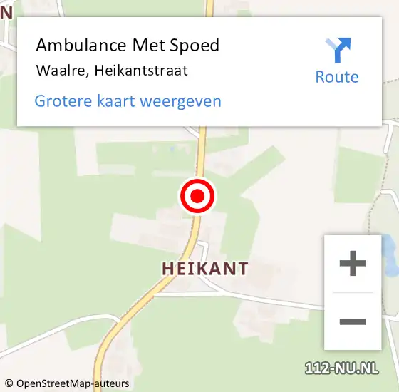 Locatie op kaart van de 112 melding: Ambulance Met Spoed Naar Waalre, Heikantstraat op 5 juni 2019 13:17