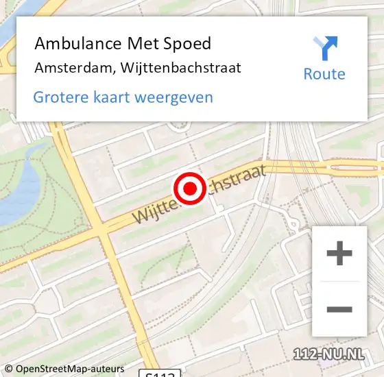 Locatie op kaart van de 112 melding: Ambulance Met Spoed Naar Amsterdam, Wijttenbachstraat op 5 juni 2019 13:40
