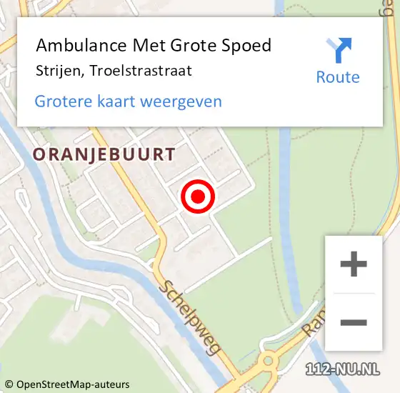 Locatie op kaart van de 112 melding: Ambulance Met Grote Spoed Naar Strijen, Troelstrastraat op 5 juni 2019 14:39