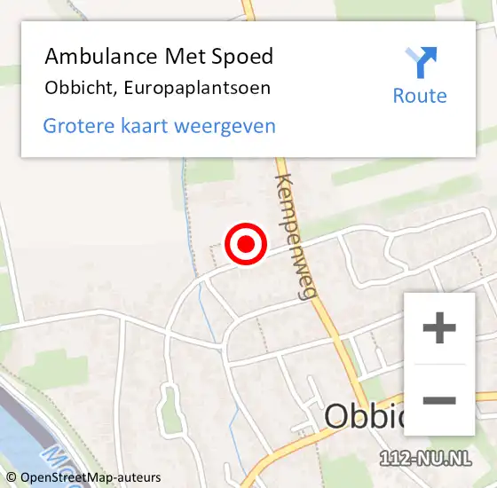 Locatie op kaart van de 112 melding: Ambulance Met Spoed Naar Obbicht, Europaplantsoen op 3 april 2014 12:44