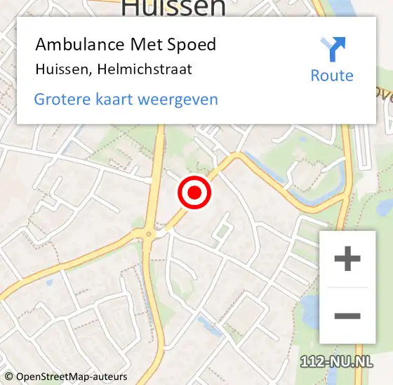 Locatie op kaart van de 112 melding: Ambulance Met Spoed Naar Huissen, Helmichstraat op 5 juni 2019 19:36