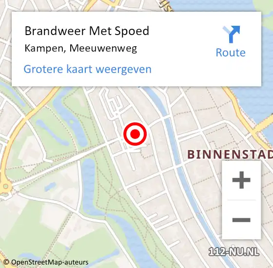 Locatie op kaart van de 112 melding: Brandweer Met Spoed Naar Kampen, Meeuwenweg op 5 juni 2019 20:21