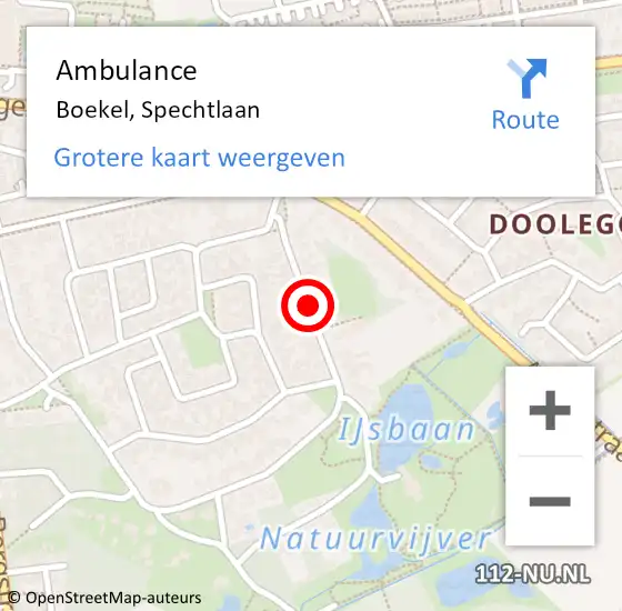 Locatie op kaart van de 112 melding: Ambulance Boekel, Spechtlaan op 5 juni 2019 20:52